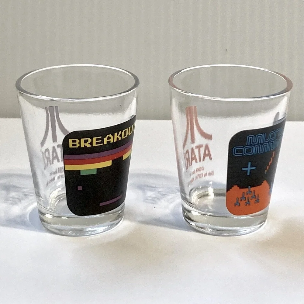 ATARI 2009 Collectible Shot Glasses Missile Command & Breakout Retro Game Merch